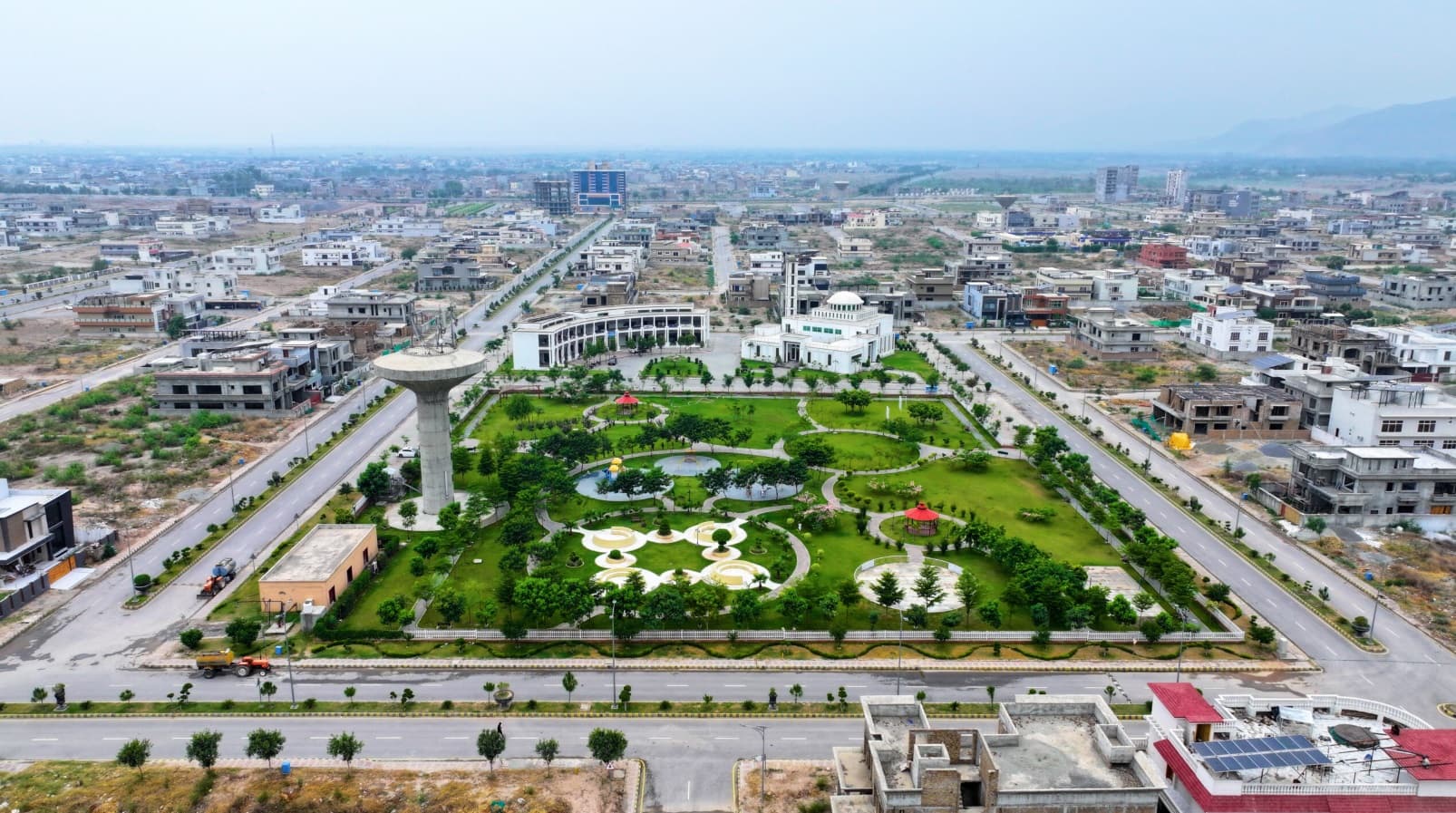 Aerial view of a modern planned city